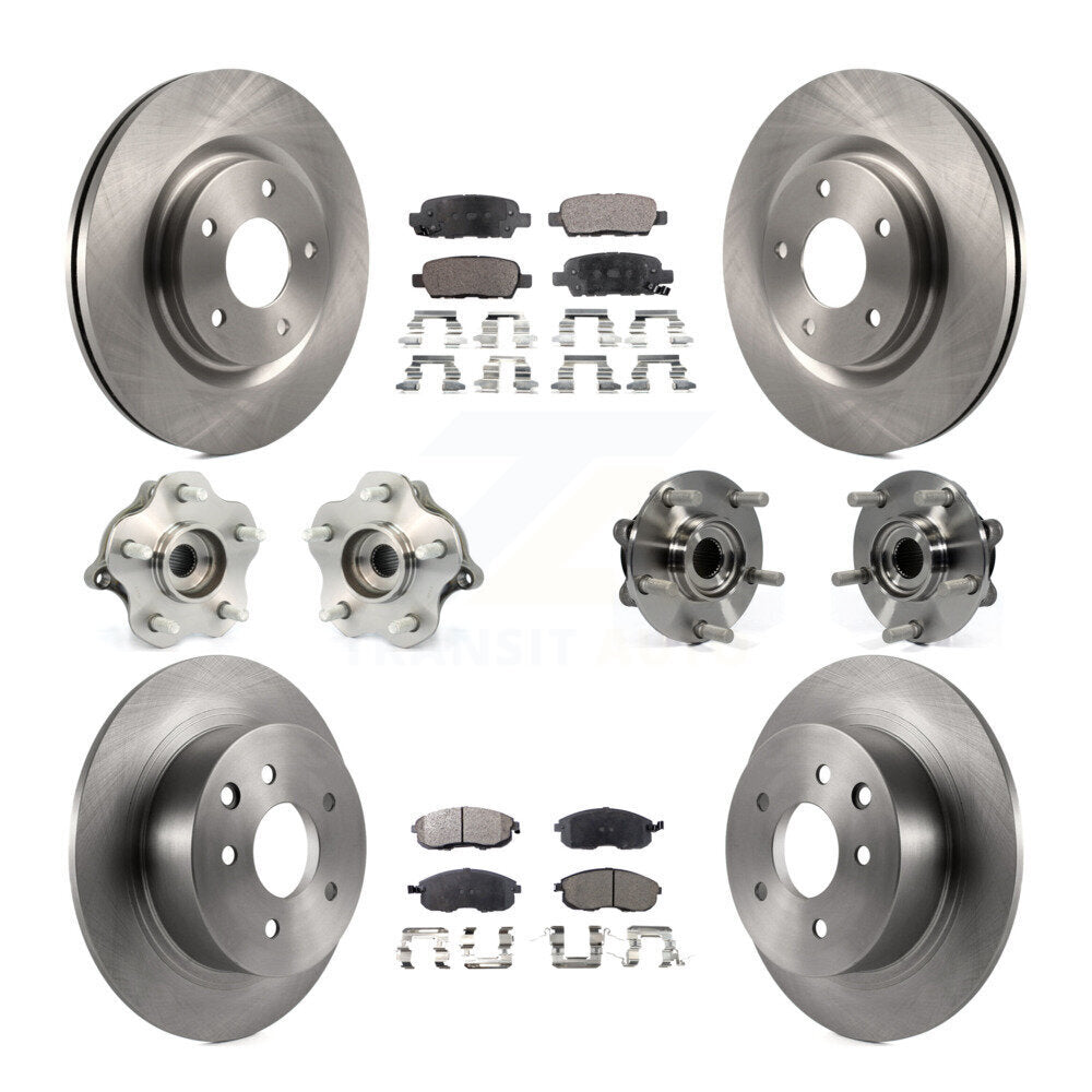 Hub Bearings Disc Brake Rotors And Pads Front Rear Kit (10Pc) For Nissan Juke