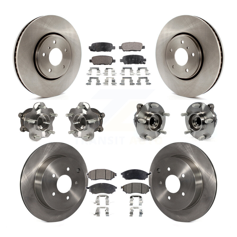 Hub Bearing Brake Rotor And Pad Front Rear Kit (10Pc) For INFINITI FX35 FX37 RWD