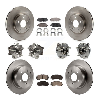 Hub Bearing Brake Rotor & Pads Front Rear Kit (10Pc) For 16-17 INFINITI QX50 RWD