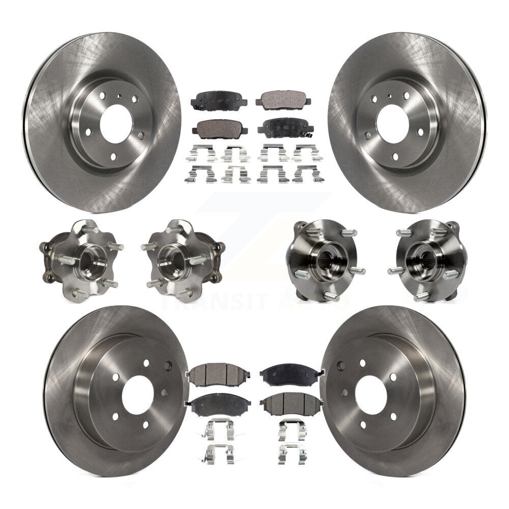 Hub Bearing Brake Rotor & Pads Front Rear Kit (10Pc) For 15-17 INFINITI QX70 AWD