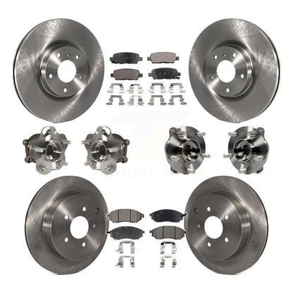 Hub Bearing Brake Rotor & Pads Front Rear Kit (10Pc) For 15-17 INFINITI QX70 AWD
