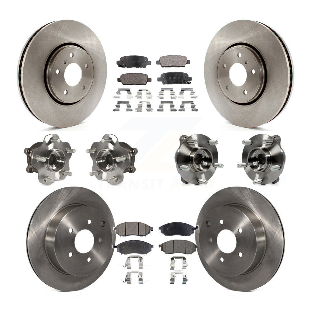 Hub Bearing Brake Rotor And Pad Front Rear Kit (10Pc) For INFINITI FX35 FX37 AWD