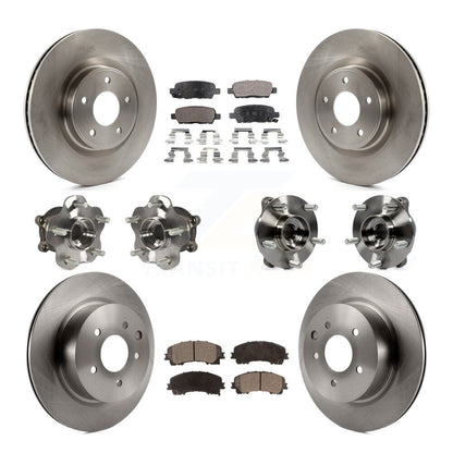 Hub Bearing Brake Rotor & Pads Front Rear Kit (10Pc) For 16-17 INFINITI QX50 AWD