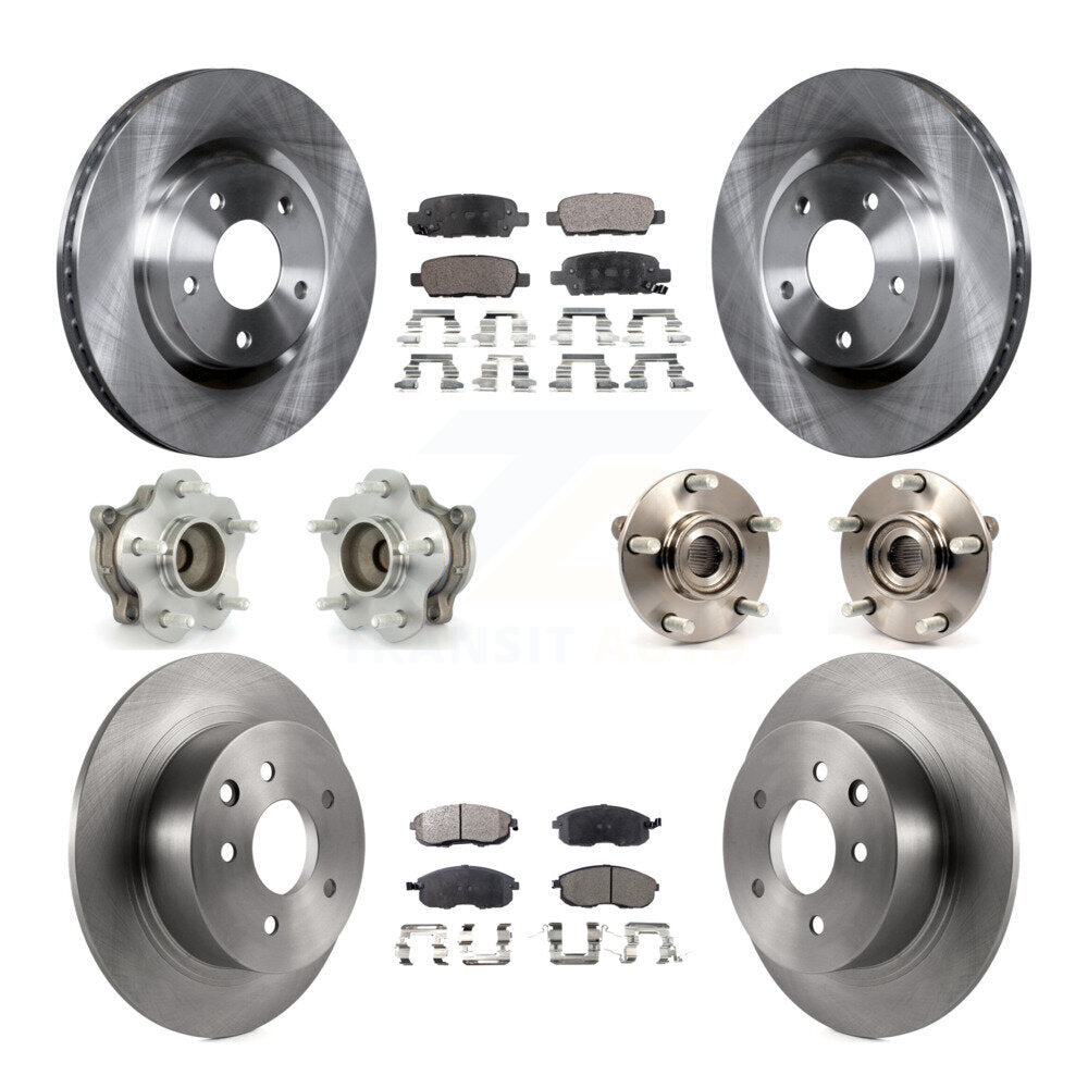 Hub Bearings Disc Brake Rotors And Pads Front Rear Kit (10Pc) For Nissan Sentra