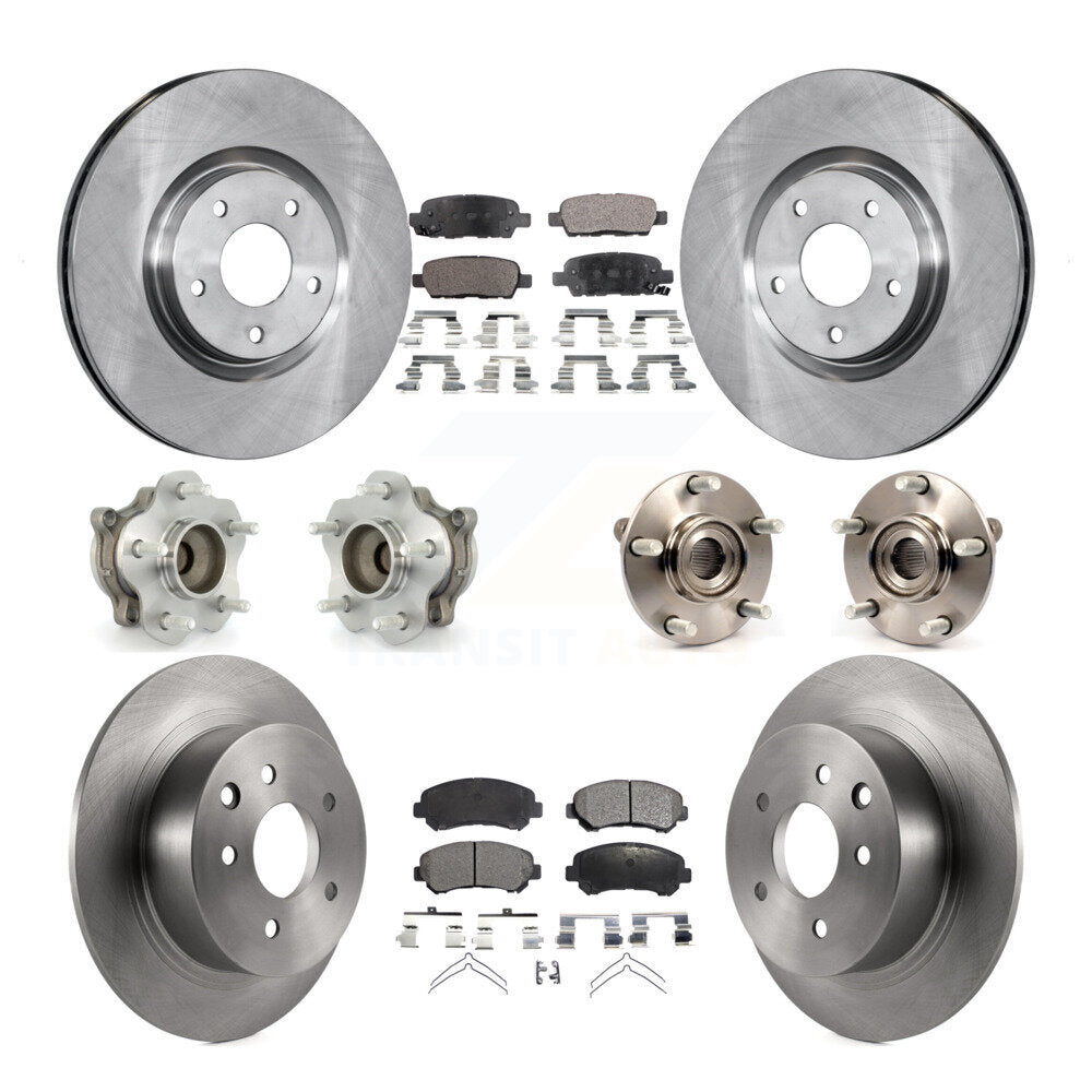 Hub Bearings Disc Brake Rotors And Pads Front Rear Kit (10Pc) For Nissan Sentra