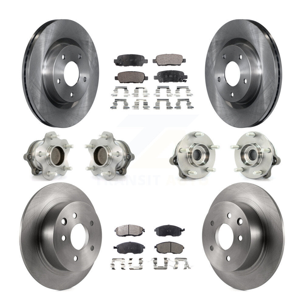 Hub Bearings Disc Brake Rotors And Pads Front Rear Kit (10Pc) For Nissan Altima