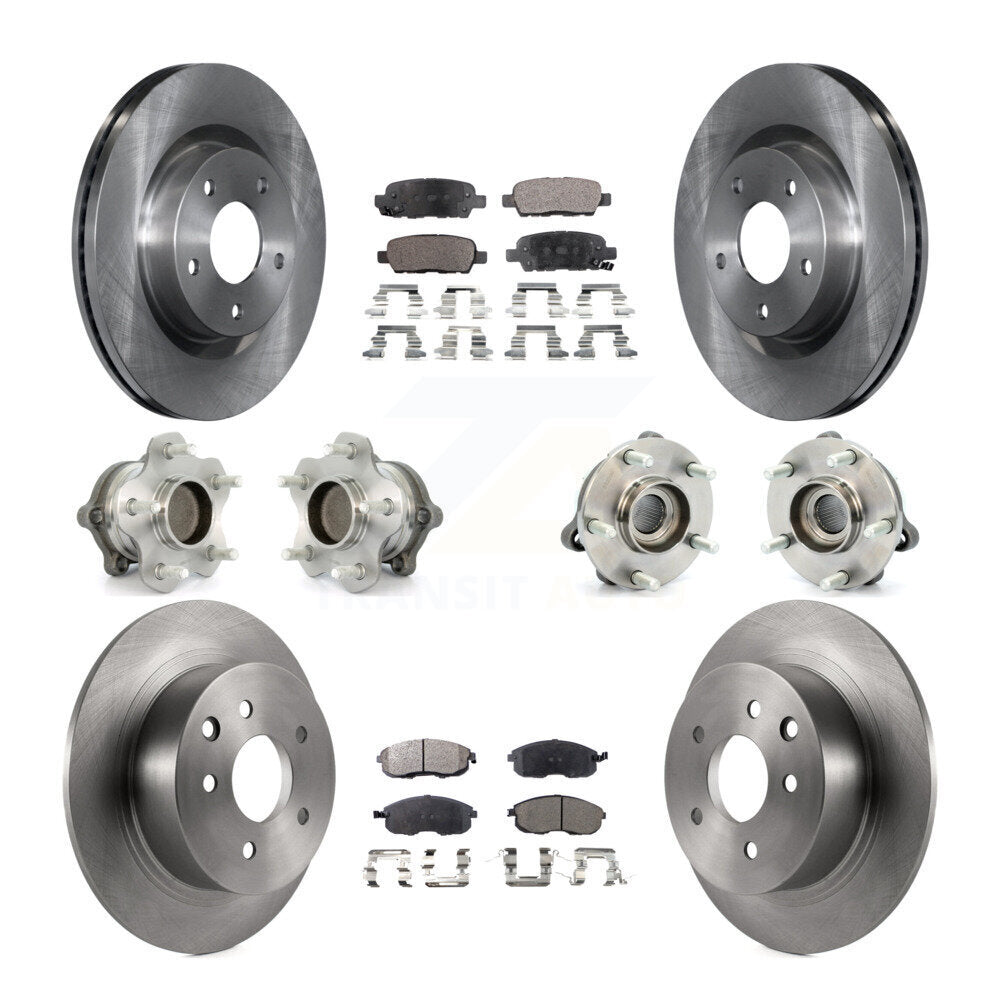 Hub Bearings Disc Brake Rotors And Pads Front Rear Kit (10Pc) For Nissan Altima