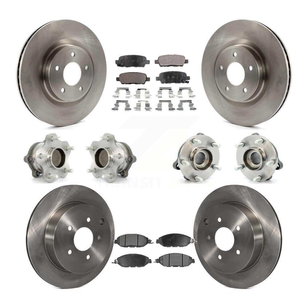 Hub Bearing Brake Rotor & Pad Front Rear Kit (10Pc) For Nissan Pathfinder Murano