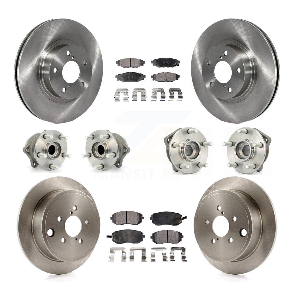 Hub Bearings Disc Brake Rotors And Pads Front Rear Kit (10Pc) For Subaru Impreza