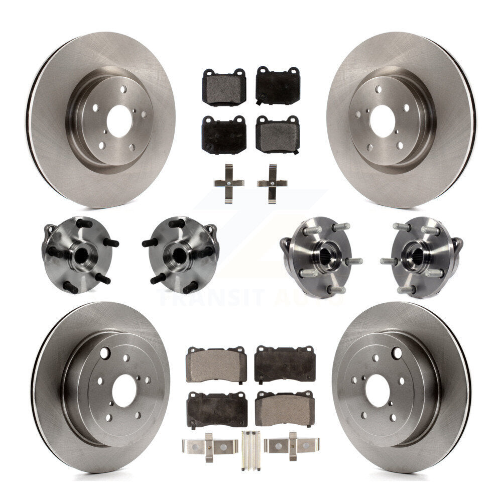 Hub Bearing Brake Rotor And Pad Front Rear Kit (10Pc) For Subaru Impreza WRX STI