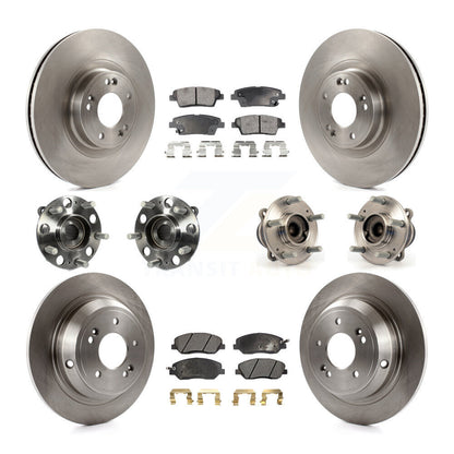 Hub Bearing Brake Rotor Pads Front Rear Kit (10Pc) For 2012 Hyundai Genesis 3.8L