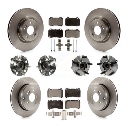Hub Bearing Disc Brake Rotor Pad Front Rear Kit (10Pc) For Hyundai Genesis Coupe
