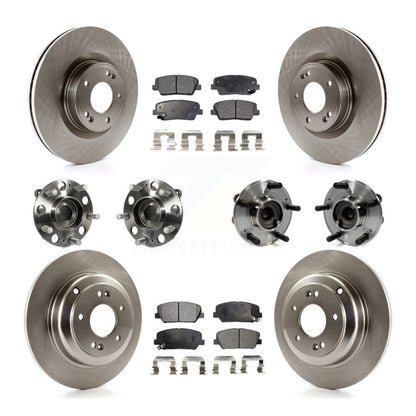 Hub Bearing Disc Brake Rotor Pad Front Rear Kit (10Pc) For Hyundai Genesis Coupe