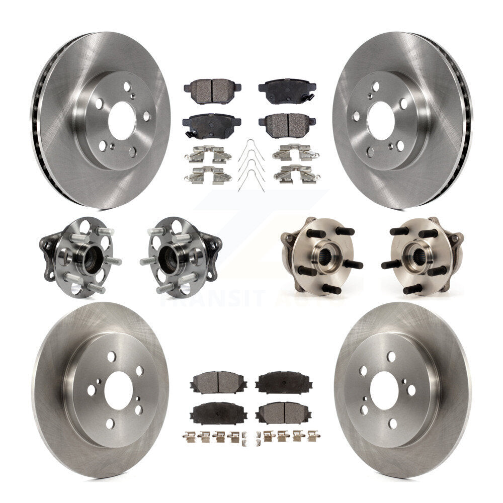 Hub Bearing Disc Brake Rotor Pads Front Rear Kit (10Pc) For Toyota Prius Plug-In