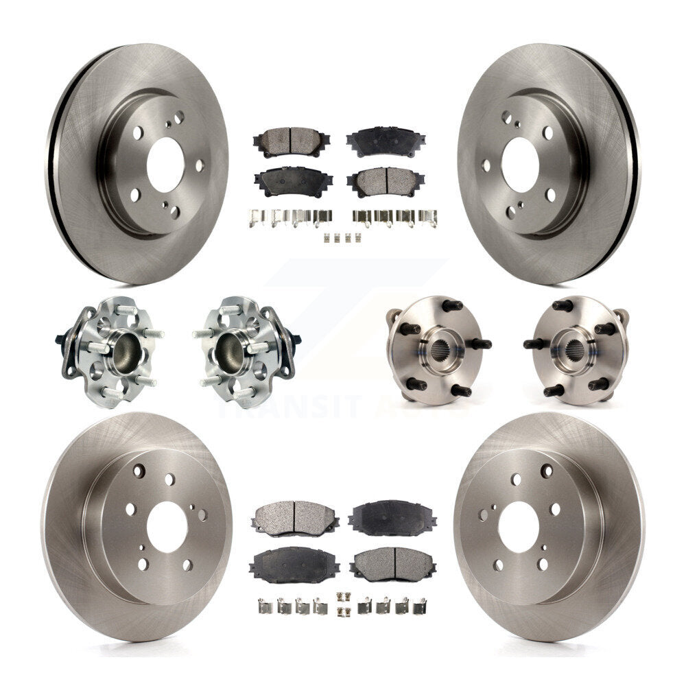 Hub Bearing Brake Rotor & Pad Front Rear Kit (10Pc) For 2012-2018 Toyota Prius V