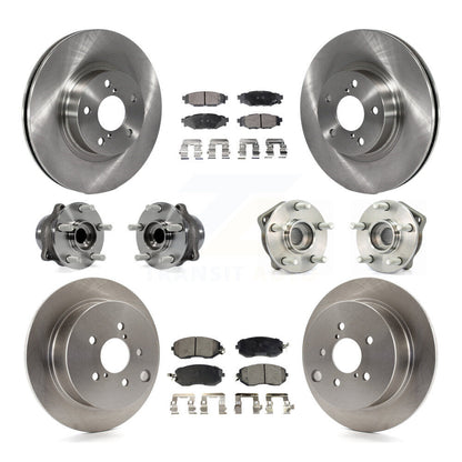 Hub Bearings Disc Brake Rotors And Pads Front Rear Kit (10Pc) For Subaru Impreza