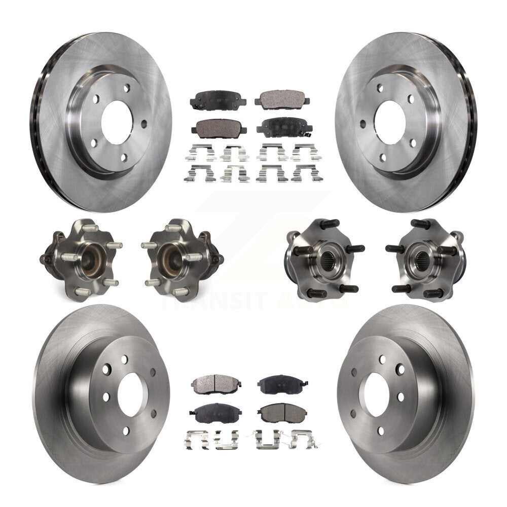 Hub Bearings Disc Brake Rotors And Pads Front Rear Kit (10Pc) For Nissan Sentra