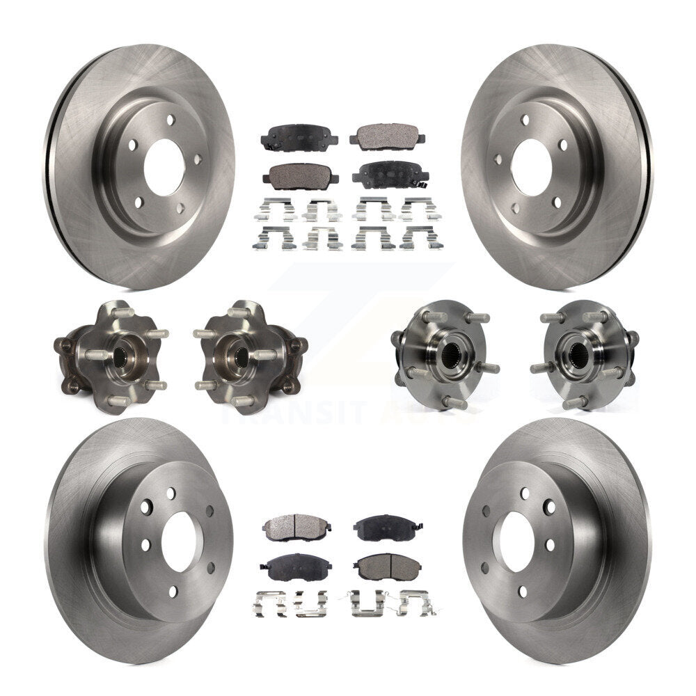 Hub Bearings Disc Brake Rotors And Pads Front Rear Kit (10Pc) For Nissan Juke