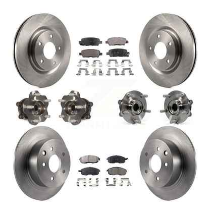 Hub Bearings Disc Brake Rotors And Pads Front Rear Kit (10Pc) For Nissan Juke