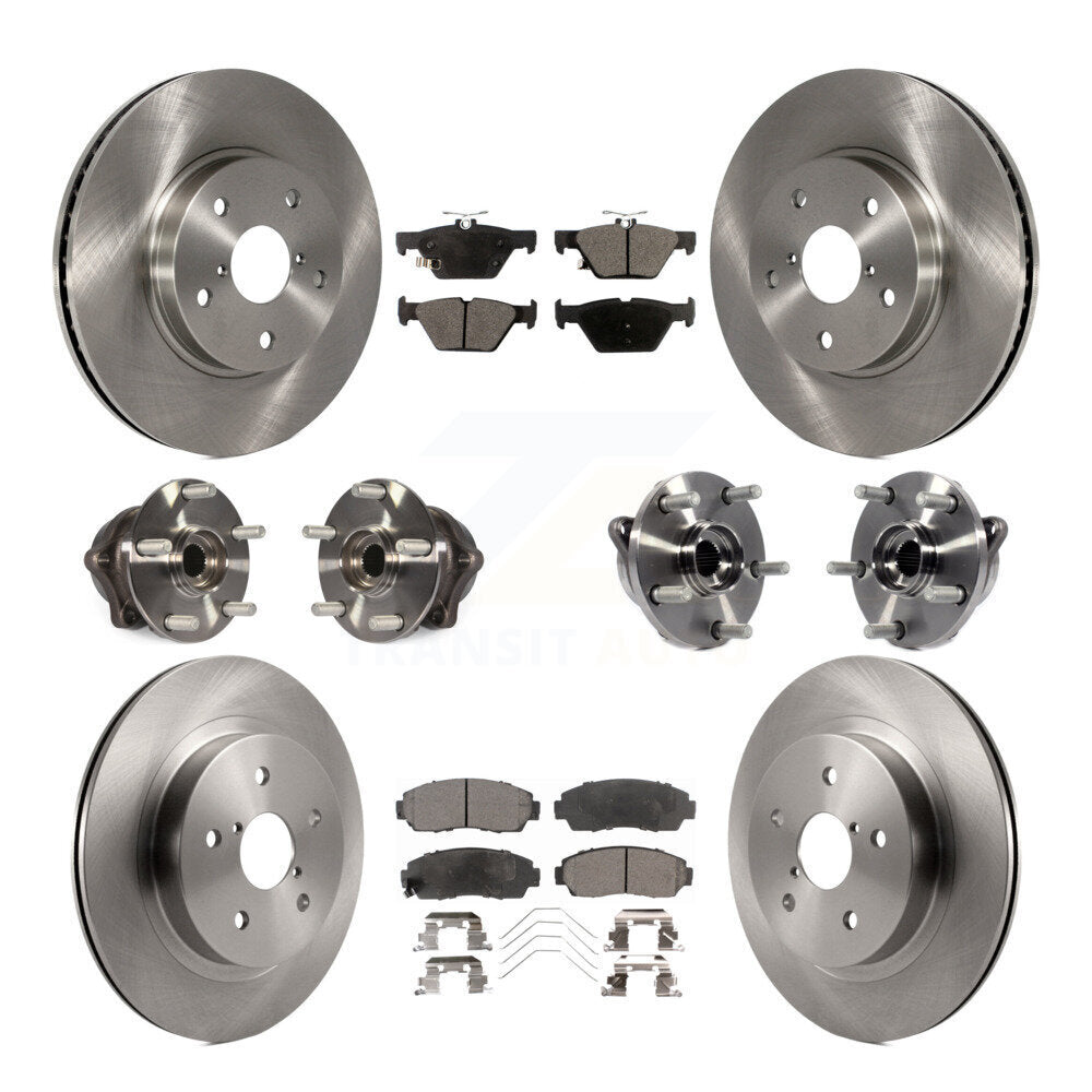 Hub Bearing Brake Rotor & Pad Front Rear Kit (10Pc) For 16-19 Subaru Legacy 2.5L