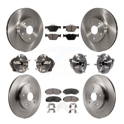 Hub Bearing Brake Rotor & Pad Front Rear Kit (10Pc) For 16-19 Subaru Legacy 2.5L