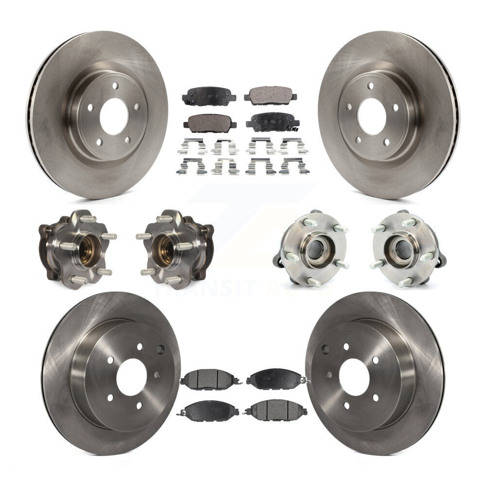 Hub Bearing Brake Rotor & Pad Front Rear Kit (10Pc) For Nissan Pathfinder Murano