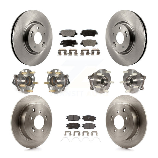 Hub Bearings Disc Brake Rotors And Pads Front Rear Kit (10Pc) For Kia Sportage
