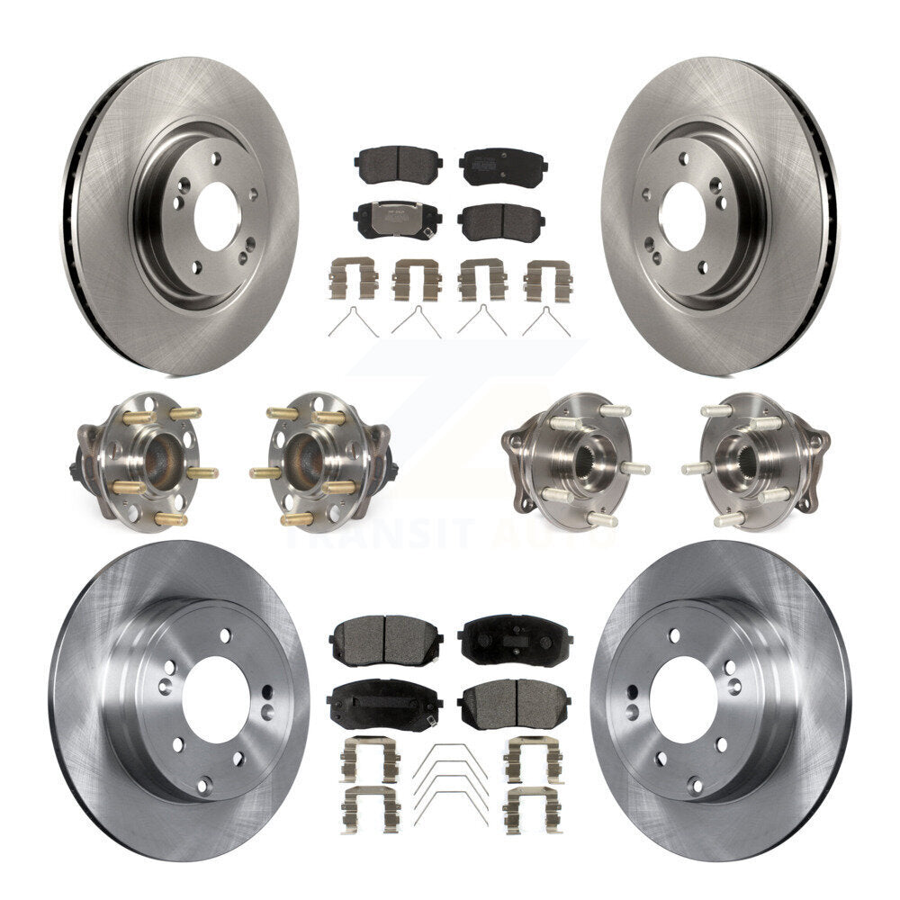 Hub Bearings Disc Brake Rotors And Pads Front Rear Kit (10Pc) For Kia Optima