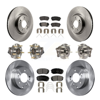 Hub Bearings Disc Brake Rotors And Pads Front Rear Kit (10Pc) For Kia Optima