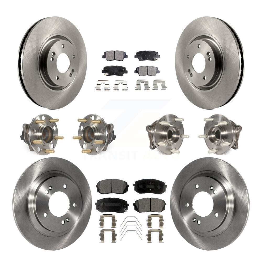 Hub Bearing Brake Rotor Pads Front Rear Kit (10Pc) For Hyundai Sonata GAS engine