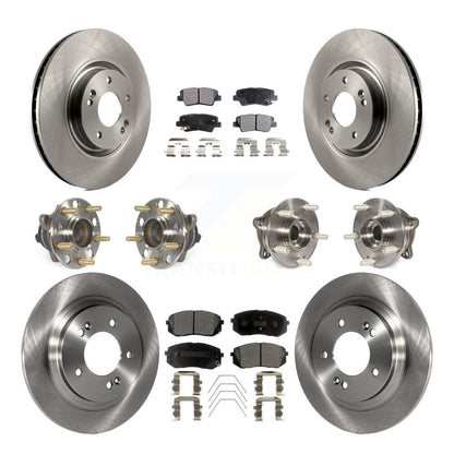 Hub Bearing Brake Rotor Pads Front Rear Kit (10Pc) For Hyundai Sonata GAS engine