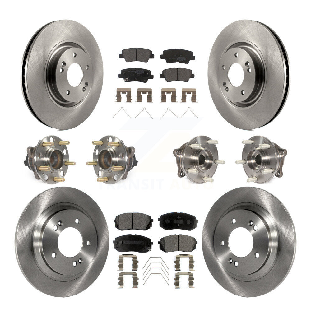 Hub Bearings Disc Brake Rotors And Pads Front Rear Kit (10Pc) For Kia Optima