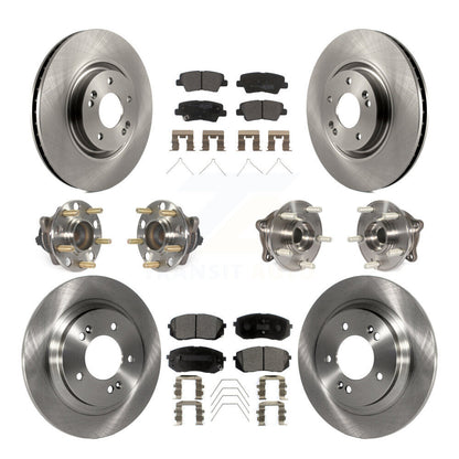 Hub Bearings Disc Brake Rotors And Pads Front Rear Kit (10Pc) For Kia Optima