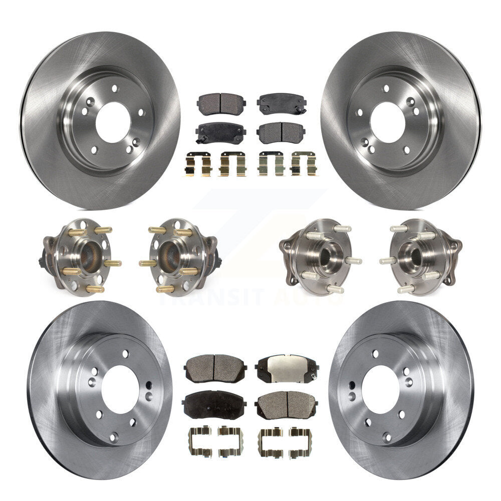 Hub Bearing Brake Rotor Pads Front Rear Kit (10Pc) For Hyundai Sonata GAS engine