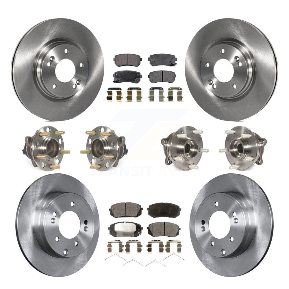 Hub Bearing Brake Rotor Pads Front Rear Kit (10Pc) For Hyundai Sonata GAS engine