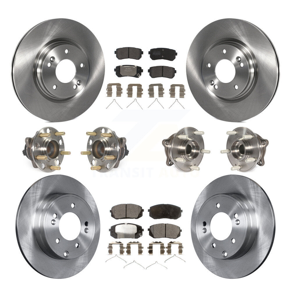 Hub Bearings Disc Brake Rotors And Pads Front Rear Kit (10Pc) For Kia Optima