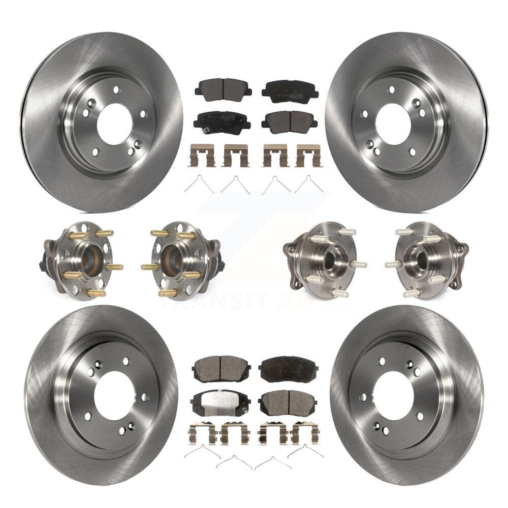 Hub Bearings Disc Brake Rotors And Pads Front Rear Kit (10Pc) For Kia Optima