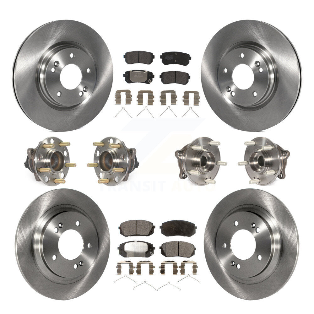 Hub Bearings Disc Brake Rotors And Pads Front Rear Kit (10Pc) For Kia Optima