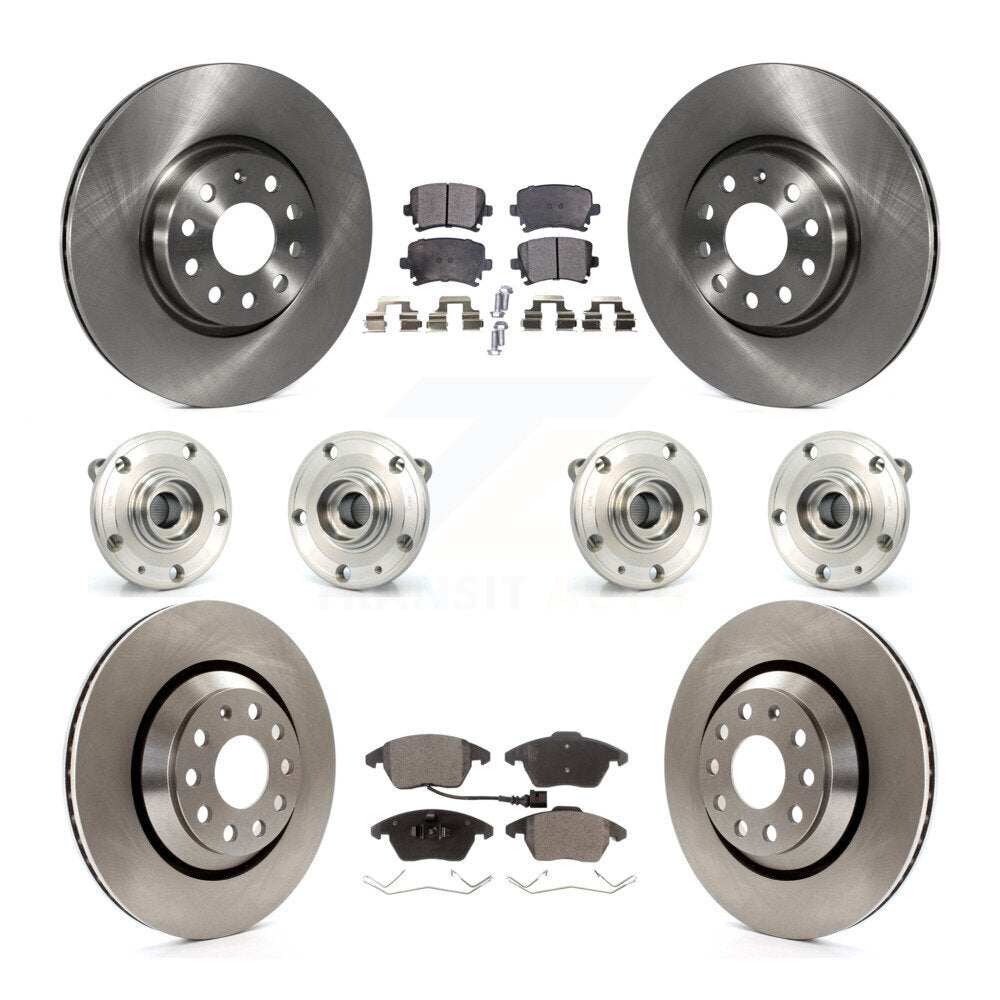 Hub Bearing Brake Rotor & Pad Front Rear Kit (10Pc) For Volkswagen Passat CC AWD