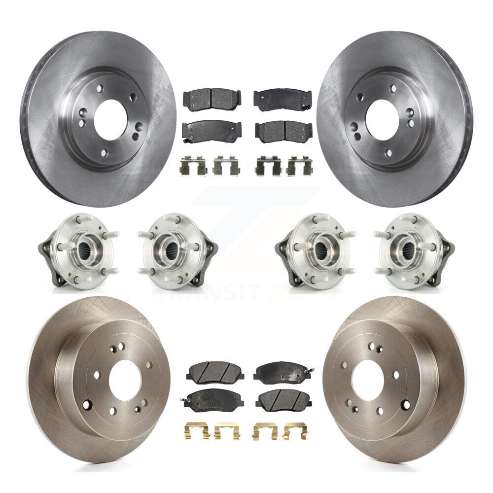Hub Bearing Brake Rotor Pad Front Rear Kit (10Pc) For 07-09 Hyundai Santa Fe AWD