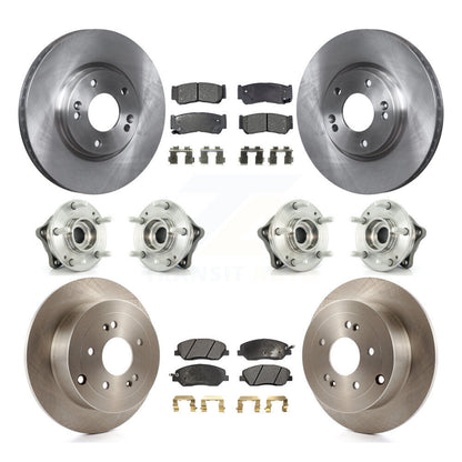 Hub Bearing Brake Rotor Pad Front Rear Kit (10Pc) For 07-09 Hyundai Santa Fe AWD