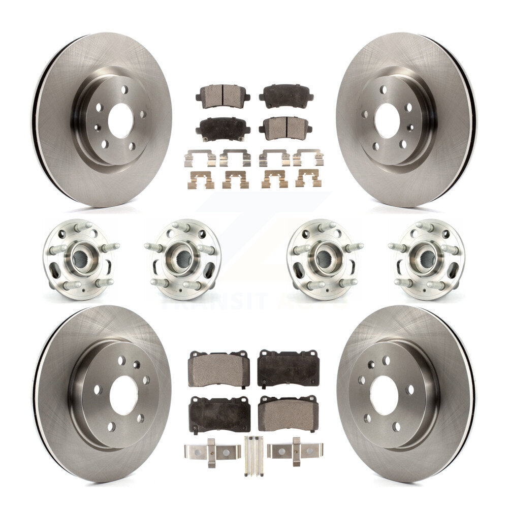 Hub Bearings Disc Brake Rotors And Pads Front Rear Kit (10Pc) For Cadillac XTS