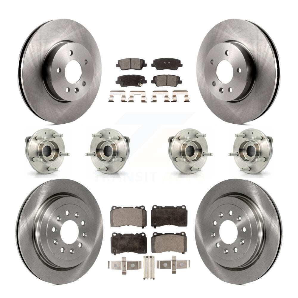 Hub Bearing Brake Rotor Pad Front Rear Kit (10Pc) For 2013-2015 Cadillac ATS AWD
