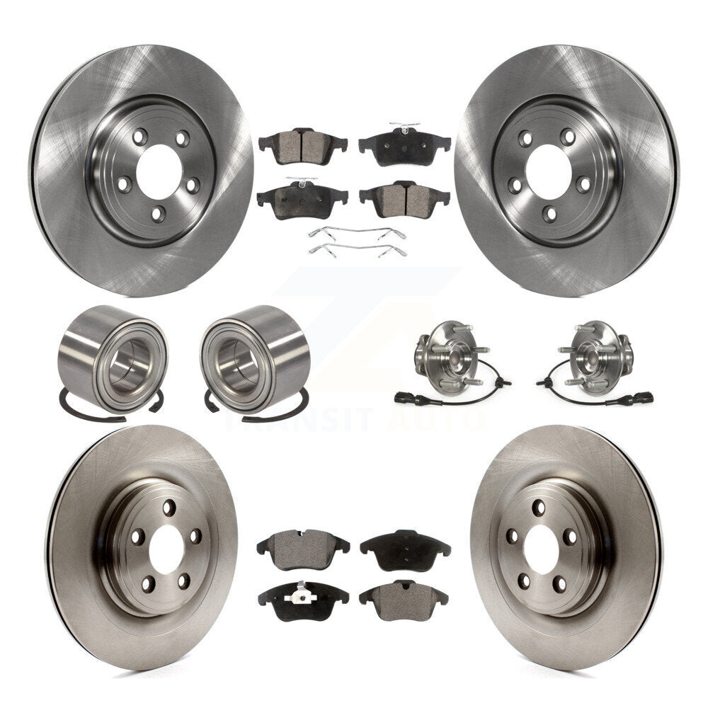 Hub Bearing Brake Rotor And Pad Shoe Front Rear Kit (10Pc) For Jaguar S-Type XJ8