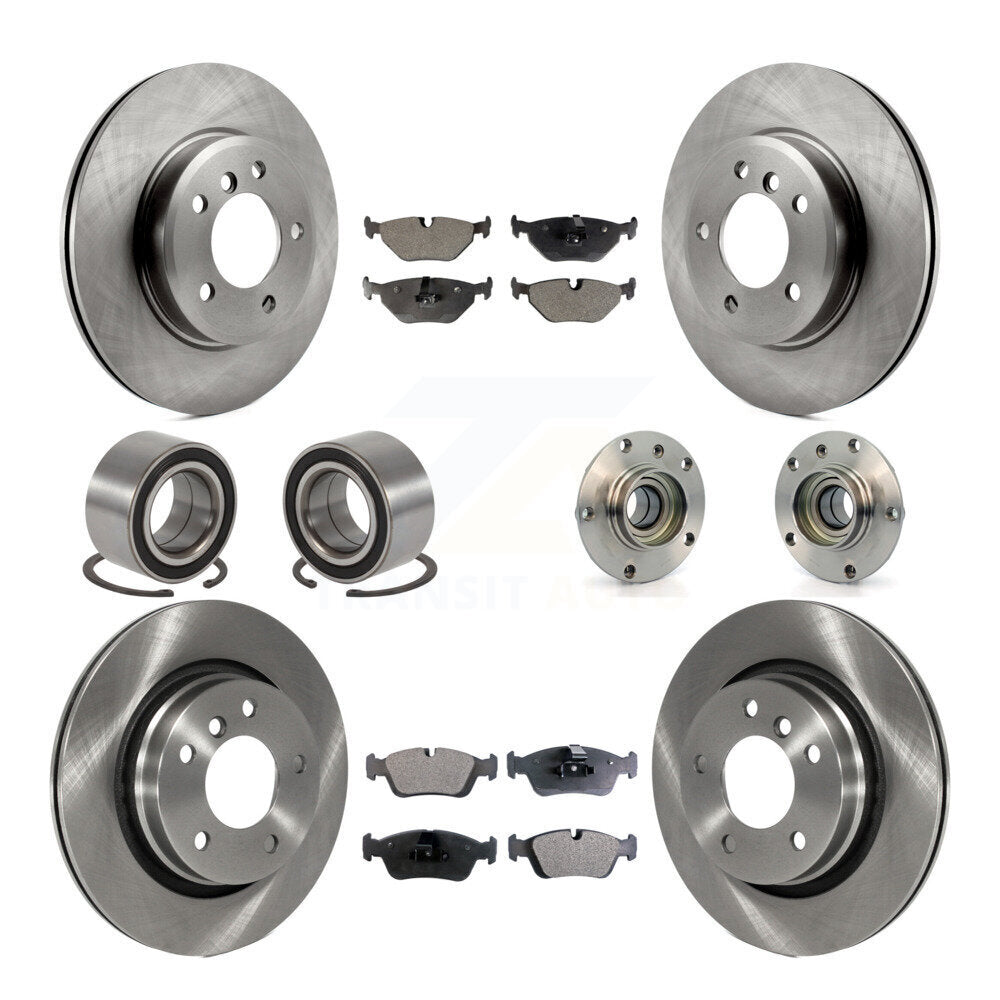 Hub Bearing Brake Rotor & Pad Shoe Front Rear Kit (10Pc) For BMW 325i 325Ci 328i