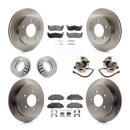 Hub Bearing Disc Brake Rotors And Pads Shoe Front Rear Kit (10Pc) For Ford F-150