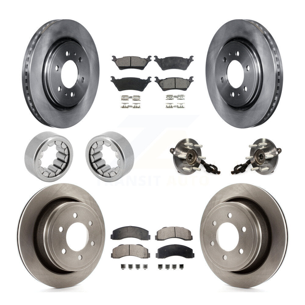 Hub Bearing Disc Brake Rotors And Pads Shoe Front Rear Kit (10Pc) For Ford F-150