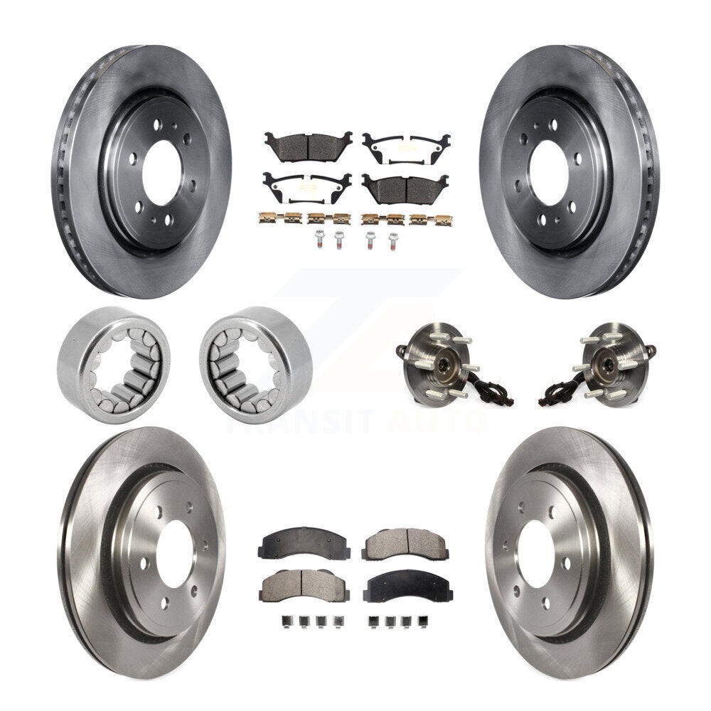 Hub Bearing Disc Brake Rotors And Pads Shoe Front Rear Kit (10Pc) For Ford F-150