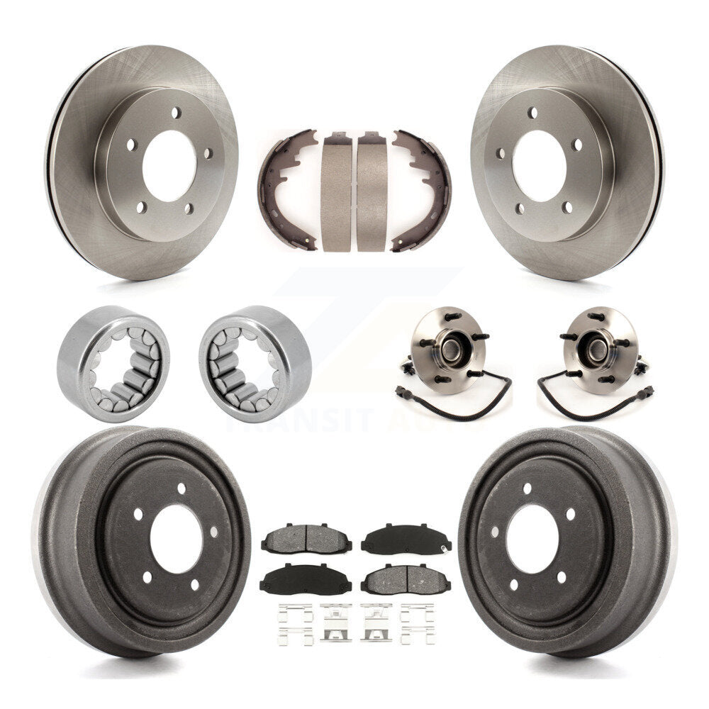 Hub Bearing Disc Brake Rotors And Pads Shoe Front Rear Kit (10Pc) For Ford F-150