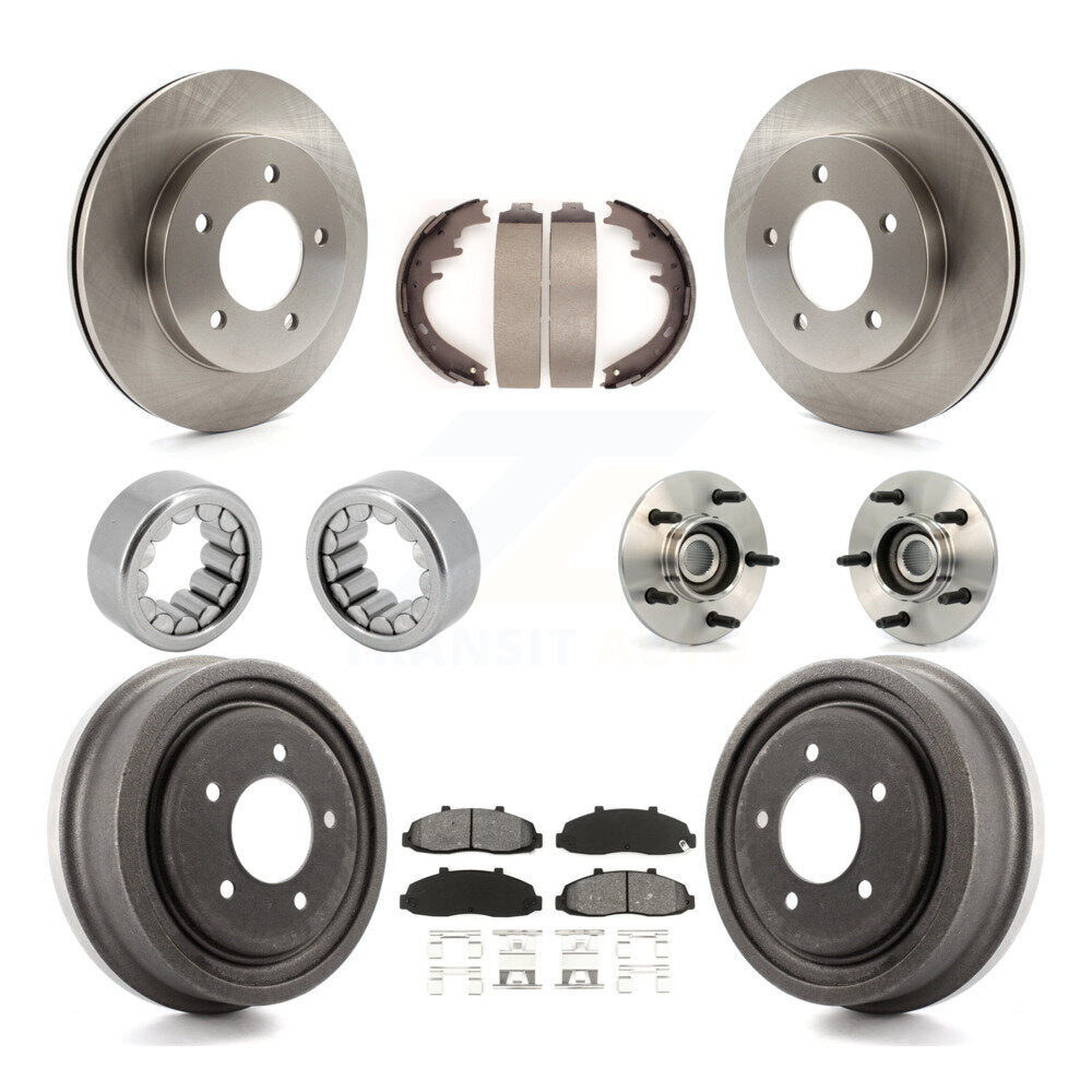 Hub Bearing Disc Brake Rotors And Pads Shoe Front Rear Kit (10Pc) For Ford F-150